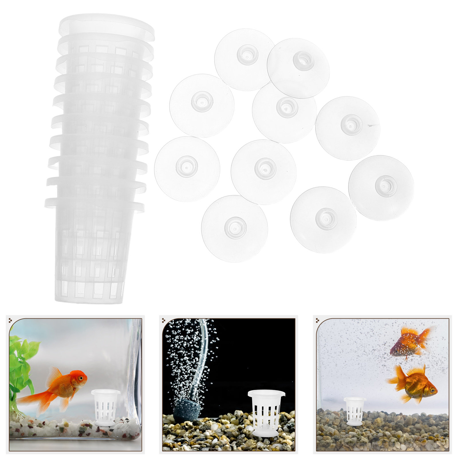 Aquarium Plant Original - 1Set Hydroponic Net Pot with Suction