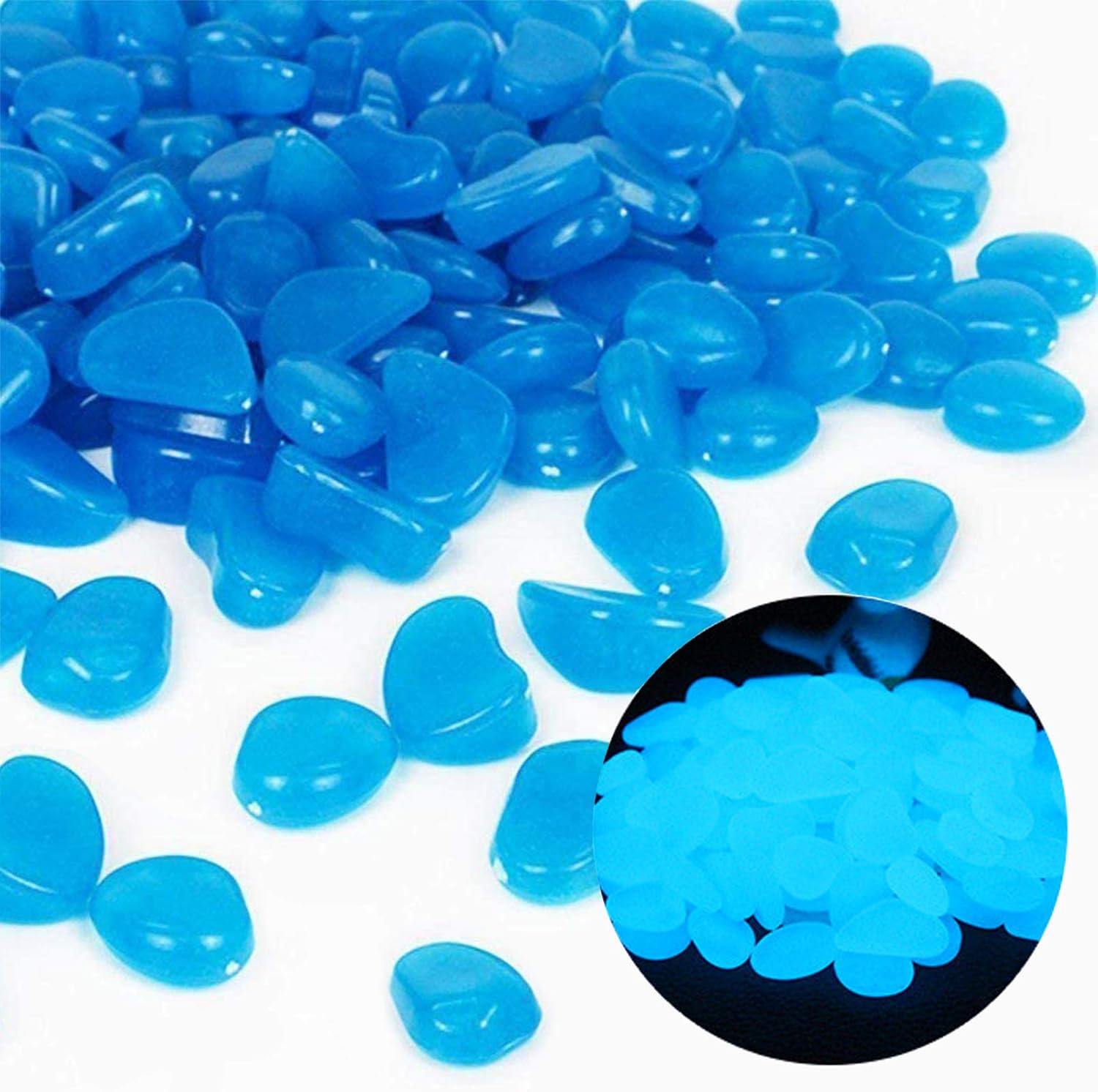 Aquarium Plant Original - Fish Tank Rocks Glow Blue Pebbles