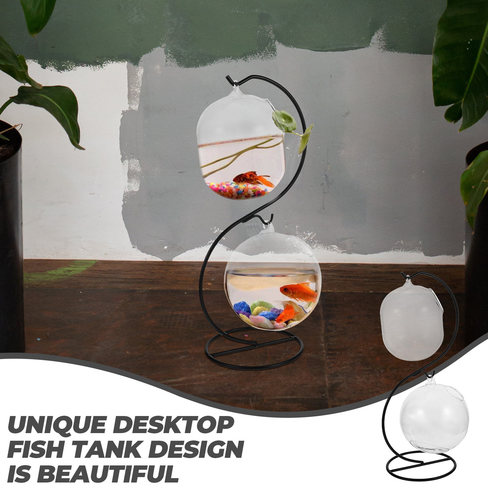 Aquarium Plant Original - 1Set Transparent Desktop Fish Bowl Glass